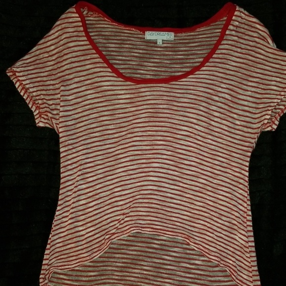Daydreamer SM Red & White Striped  Crop Top - Picture 3 of 10